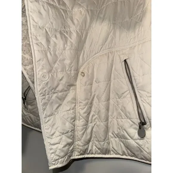 PRANA Womens Sherpa Fleece Lined Diva Puffer Jacket Asymmetric Zip Ivory LARGE - Picture 6 of 7